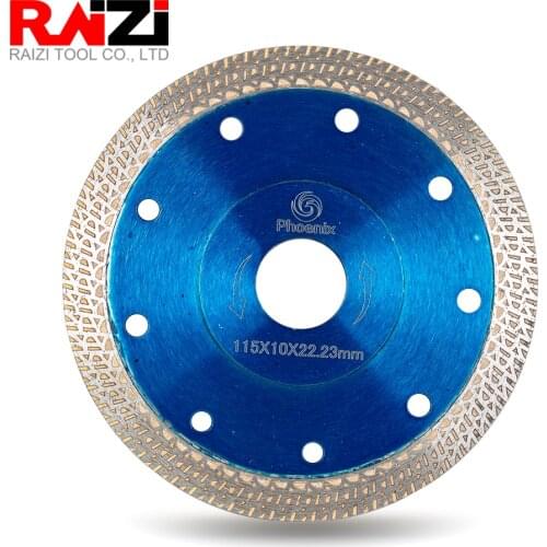 Raizi 1pc Diamond Mesh Turbo Saw Blade for Porcelain Tile Granite Stone 115/125mm Hot Press Sintered Rim Segment Cutting Disc