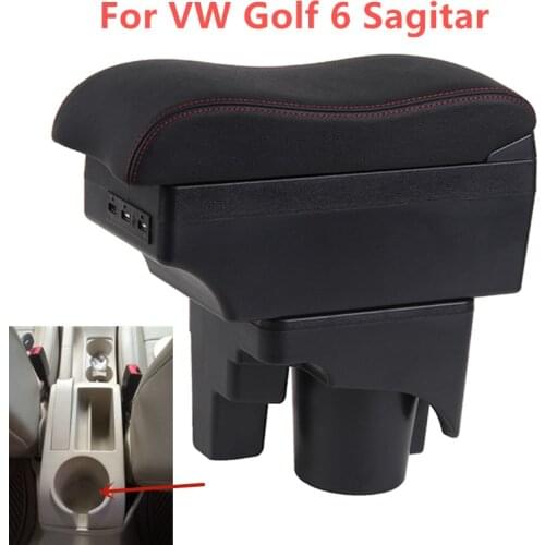 Car Armrest Box for Volkswagen VW Golf 6 Sagitar Golf 5 Mk5 Mk6 Interior Special Retrofit Parts Center Storage Box USB Accessory