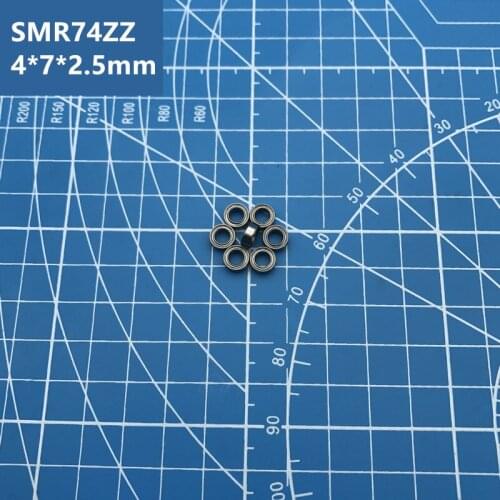 Free Shipping high quality MR74ZZ Bearing 500pcs 4*7*2.5 mm Stainless Steel Metal Shields SMR74 ZZ Ball Bearings Shielded 674ZZ