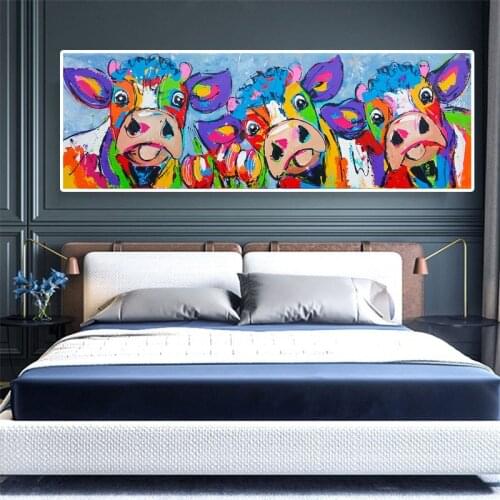 Large Diamond Painting Embroidery Colorful Graffiti Cows Pops Art Full Square Drill Cross Stitch natural sunrise view art