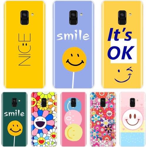 Phone Case For Samsung Galaxy A6 A7 A8 2018 A3 A5 2016 2017 Soft Silicone Smile Flower Back Cover For Samsung A6 A8 Plus 2018