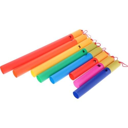 Colored Set of 8 Tuned Percussion Tubes for Orff Music Teaching Enlightment