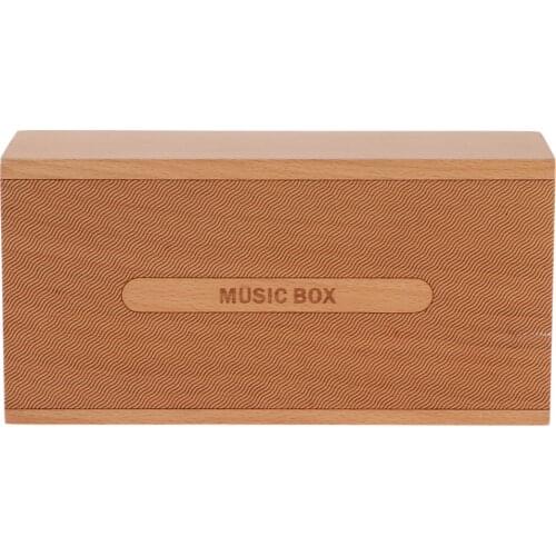 WOODEN RECTANGLE BOX CLOCKWORK MECHANISM MUSIC BOX - 4 SONGS -MUSIC MOVEMENT