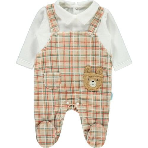 Newborn baby rompers baby boy clothes overalls baby cotton outfit bow tie baby boy-girl toddler costume with ecru