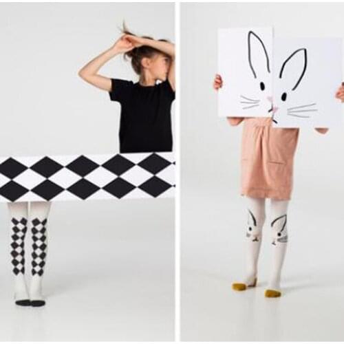 Girl winter Warm Leggings Kids Cute Splicing plaid/bunny pattern Pants 0-5y toddler girls clothing fall