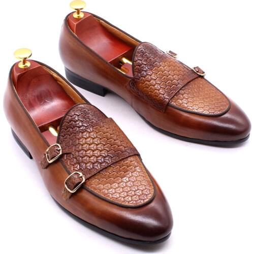 Big Size 13 Summer Autumn Mens Loafers Genuine Leather Handmade Monk Buckle Casual Business Mocassin Wedding Dress Shoes for Men