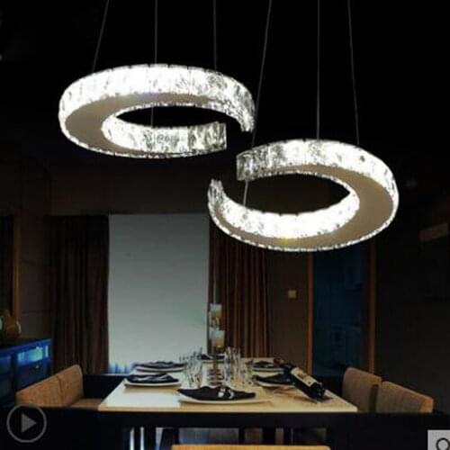 Restaurant lamp chandelier modern minimalist crystal chandelier creative double C dining room lamp home living room lamp fixture