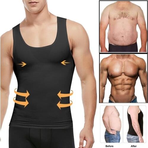 Mens Slimming Body Shaper Corset Vest Shirt Compression Abdomen Tummy Belly Control Waist Cincher Slimming Underwear Dropship