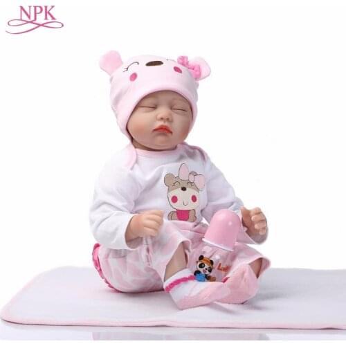 NPK 18inch 43cm soft Silicone doll reborn dolls lifelike realista bonecas Fashion plamates holiday gift sleeping baby