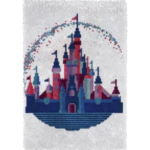 Latch hook kit with Pre-Printed Pattern Embroidery kits cross stitch Hook mat Knotted carpet kit Castle Hobby and needlework