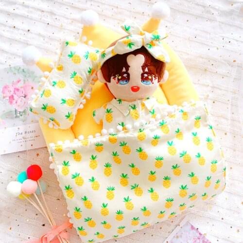 20cm Doll Outfit Plush Dolls Clothes Bed quilt pillow set Stuffed Toys Dolls Accessories for Korea Kpop EXO Idol Dolls Gift