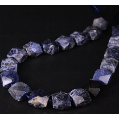 Natural Blue Sodalite Faceted Square Slab Nugget Loose Beads,Cut Stone Gems Quartz Slice Pendants Jewelry Making Wholesale
