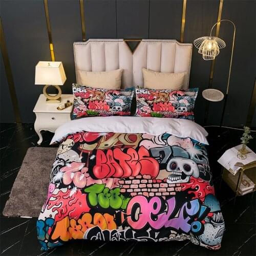 Hip-hop Style 3D Printing Duvet Cover Pillowcase Soft Bedding Single Double King-size Duvet Cover