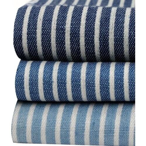 Polyester Cotton Printed Denim Fabric By Yard Thin Denim Sheet Striped Pattern For Jeans Dress Cap Decoration 90*145cm/Pc