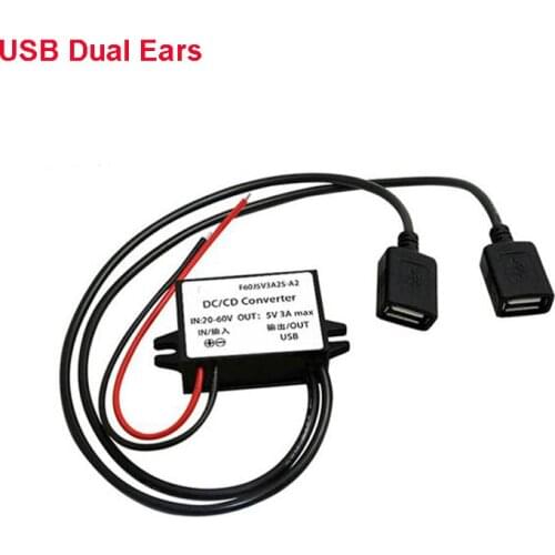 12V to 5V 36V to 5V 48V to 5V Power Converter 24V to 5V 3A USB Step-Down Device