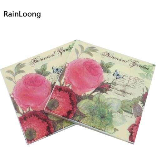 [RainLoong] Flower Paper Napkin Para Festas & Party Valentines Day Tissue Napkin Supply Decoration 33*33cm 1 pack
