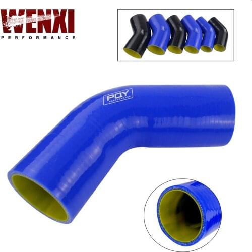Blue/Black&Yellow 2.0" 51mm 45 Degree Elbow Silicone Hose Pipe Intercooler Turbo Intake Pipe Coupler Hose WX-SH4520-QY