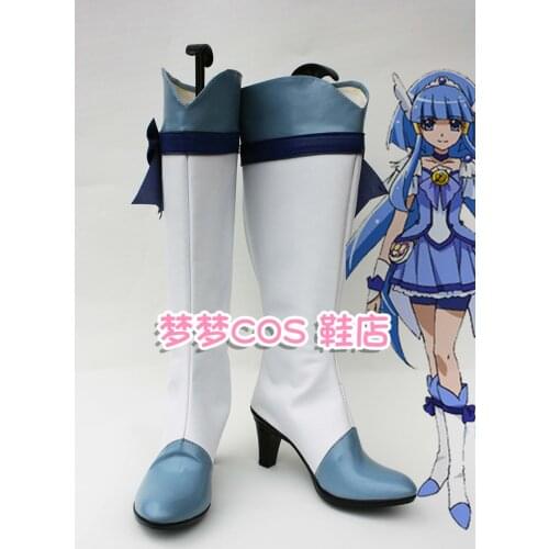 Smile Pretty Cure Aoki Reika Cure Beauty Cosplay Boots Shoes Anime Party Cosplay Boots Custom Made for Halloween Party