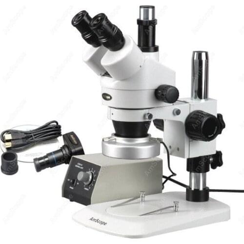 Stereo Zoom Microscope--AmScope Supplies 3.5X-90X Stereo Zoom Microscope w Aluminum 80-LED Light + 5MP Camera