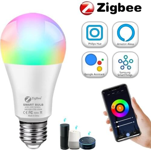 Tuya Zigbee LED Smart Light Home E27 LED Bulbs APP Control 12W/15W /18W RGB+CW+WW Alexa Lamp Dimmable Work With Google Home