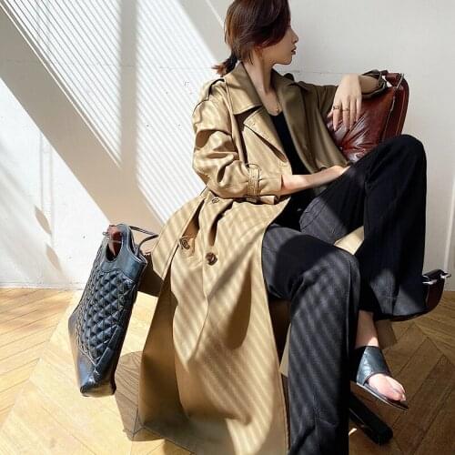 Windbreaker Womens Middle Long British Style 2021 New Spring and Autumn Fall Feeling Temperament High End Atmosphere Hepburn