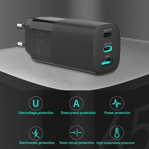 3USB charger smart phone tablet charger fast charging adapter universal 65W charger for mobile phone