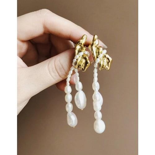 Stainless Steel Goth Drop Wax Irregular Water Pearl Hoop Earrings For Womens Earring Aesthetic Personalized Gift Jewellery