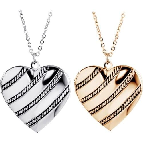 10pcs/Lot Heart Locket Pendants for Women Men Openable Photo Frame Necklaces Family Love Collar Fashion Jewelry Gift