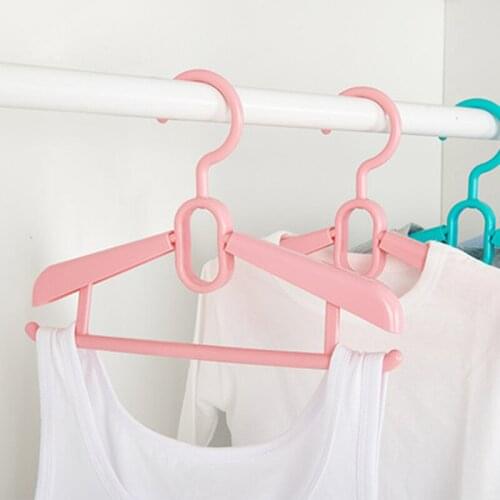 10 pcs/lot Adjustable Anti-skid Baby Clothes Hangers Bold Coat Hanger for Kids Seamless Plastic Dry-wet Clothing Hanging
