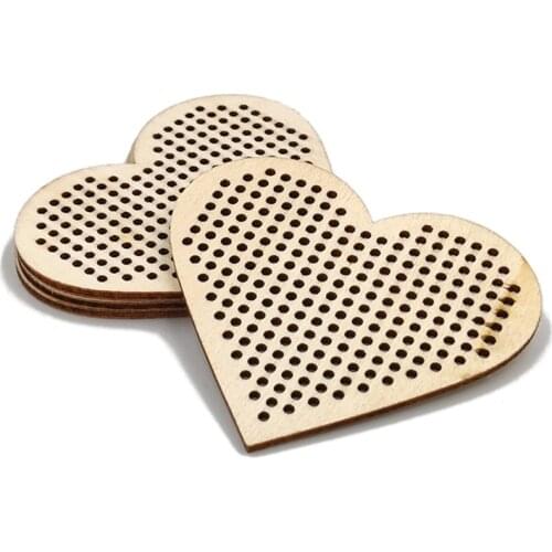 10pcs Natural Wooden Heart Star Wood Slices For DIY Home Table Decor Handmade Painting Scrapbooking Craft