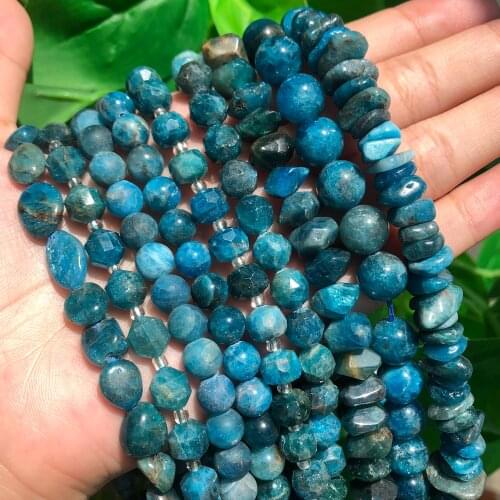 Natural Faceted Gem Stone Beads AA Grade Blue Apatite Round Loose Spacer Beads For DIY Jewelry Making Bracelet Accessories