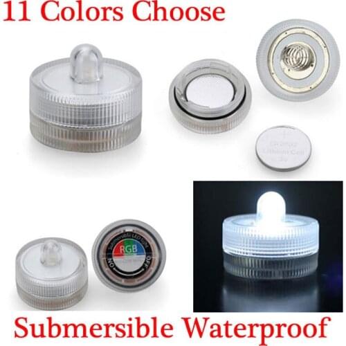 100 pieces/lot Multicolor Led Submersible Lights Candles Waterproof lamps Replaceable batteries for wedding party Xmas