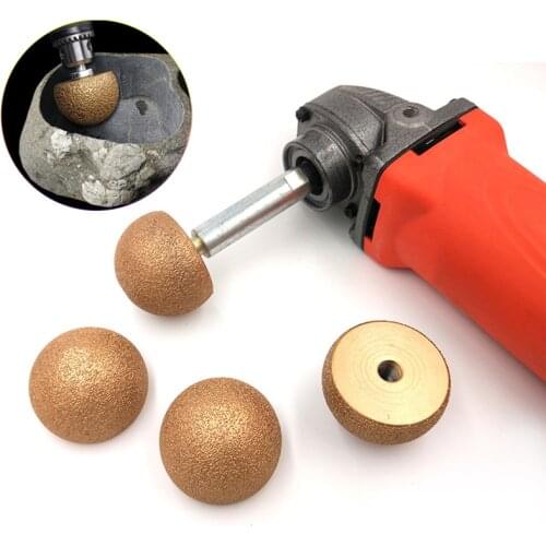 2pcs Diamond Brazed Round Grinding Head Abrasive Tools For Internal Arc Grinding Of Stones Engraving Tool Heads Mushroom Heads