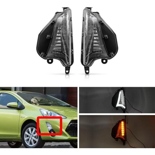2x Smoked 2-in-1 Led Corner Light Amber DRL Position Amber Turn Signal Indicator For Toyota Prius C Facelift NHP10 2015-2017
