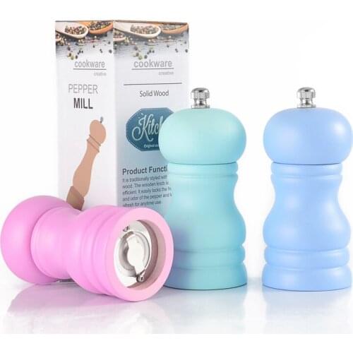 3 colours set 1 Wood Pepper Grinder Manual Pepper Salt Rice Mill Grinder Kitchen Tool
