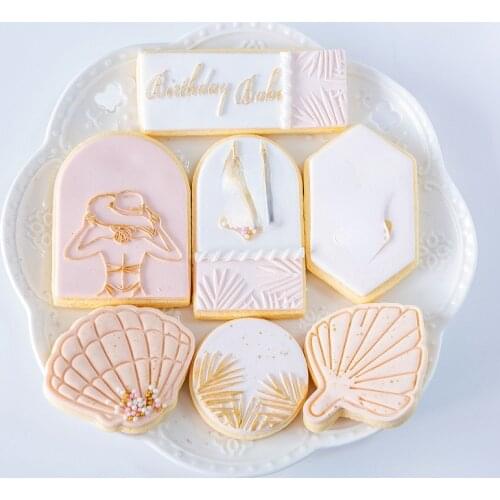 Acrylic Summer Girl Embossed Mold Cake Fondant Mold Fondant Sugar Craft Cookies Embosser Cutter DIY Cake Decoration Tools