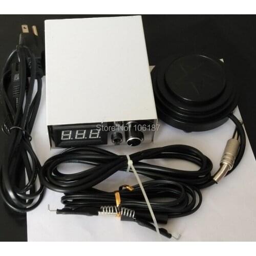 New Design Stainless Steel Dual Digital LCD Tattoo Power Supply With Round Black Foot Pedal Clip Cord For Tattoo Kit Supply