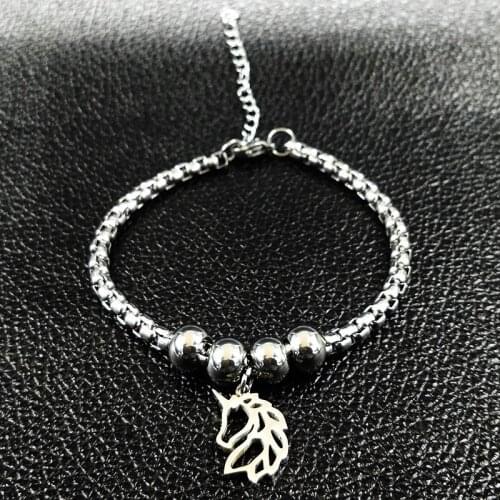 Unicorn Stainless Steel Charm Bracelet Jewelry Silver Color Bracelets & Bangles for Women Jewelry bracelete feminino B17708