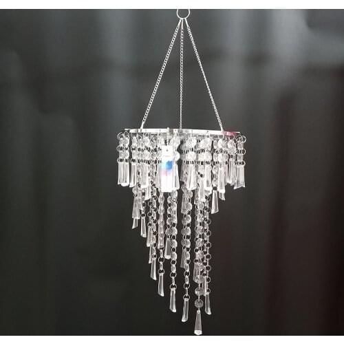 Camal 1PCS Assembled 59CM Hanger 22CM Chrome Centerpiece Frame 40mm Pendant Acrylic Beads Chain Chandelier Wedding Party Decora