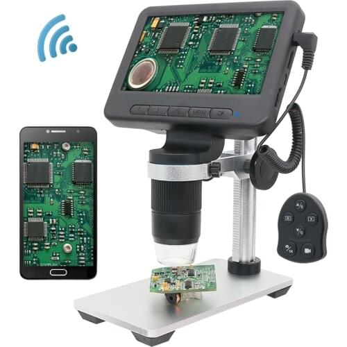 1000X WiFi Digital Microscope Camera 5 Inch LCD Display LED Electronic Video Microscope with Stand for Soldering PCB Motherboard