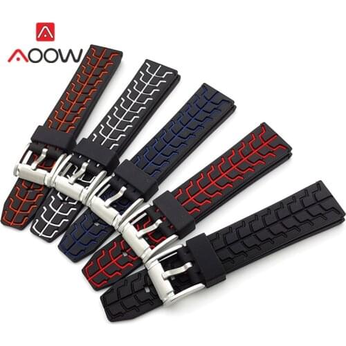 Double Color Silicone Men Sport Watchband 20mm 22mm 24mm Diving Waterproof Replacement Band Strap Blue Black Watch Accessories