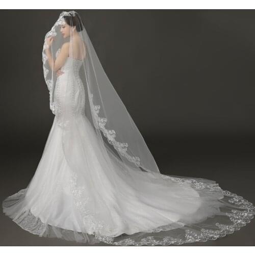3m Bride Veil Long Wedding Dress Veil Soft Marriage Bridal New Style Lace Floor-Length 3 M Tailing Veil