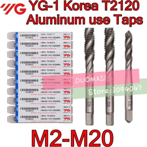 M2-M20 Made in Korea YG-1 T2120 HSS-E Aluminum use spiral Taps Processing: copper, aluminum and other non-ferrous metals