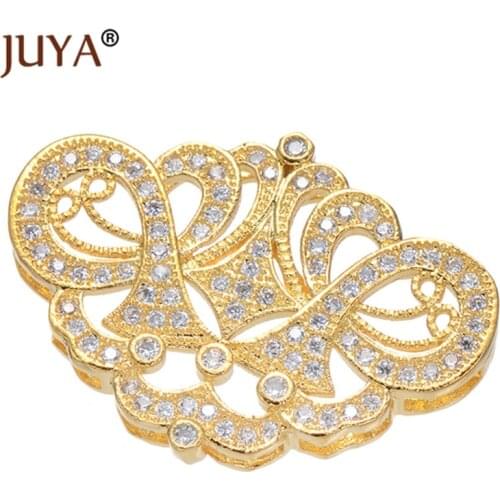 Jewelry findings components luxury cubic zirconia crystal charms spacers connectors for diy bracelets necklace accessories gift