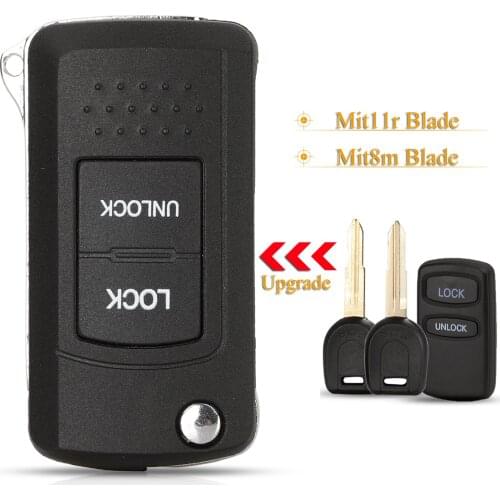 Kutery 10pcs 2 Buttons Modified Flip Remote Car Key Shell Case For Mitsubishi Montero Lancer Endeavor Eclipse Galant Pajero