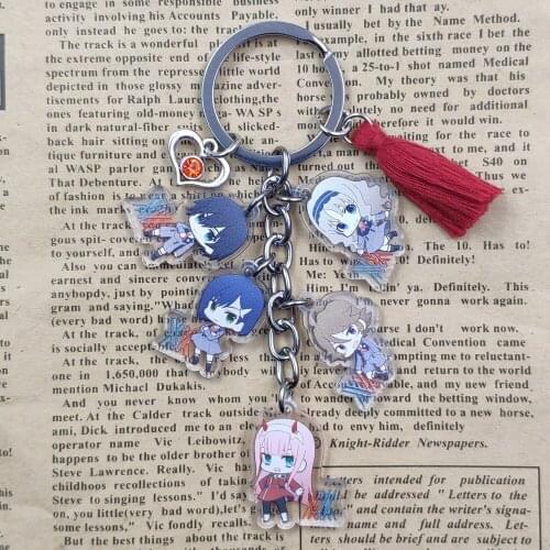 DARLING in the FRANXX Acrylic Handmade Unique Anime Keychain For Girl Women Men Key Ring Jewelry Birthday Gift Drop Shipping