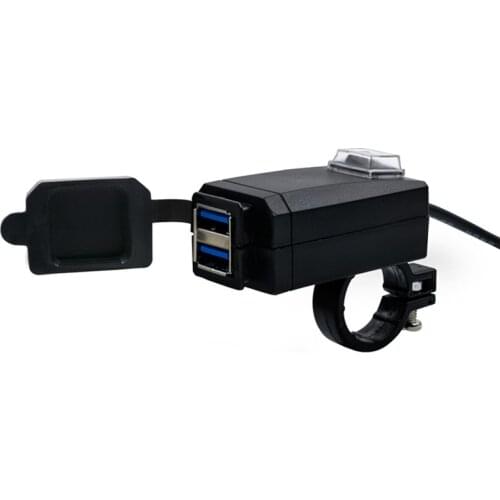 Motorcycle Mobile Phone Charger Universal Dual Usb Qc3.0 Fast Charge With Switch Refit Riding Power Adapter Accessories 12-24v