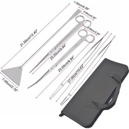 5 Pcs / Set Aquarium Aquatic Kit Scissors Clip Flat Sander Aquarium Cleaning Kit Set Tweezer Saiko Aquarium Accessories
