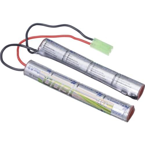 Lismkey 8S 2/3A 9.6v 1600mAh Butterfly NunChuck NIMH Battery Pack with Mini Tamiya Connector for Airsoft Guns ICS CA TM SRC JG