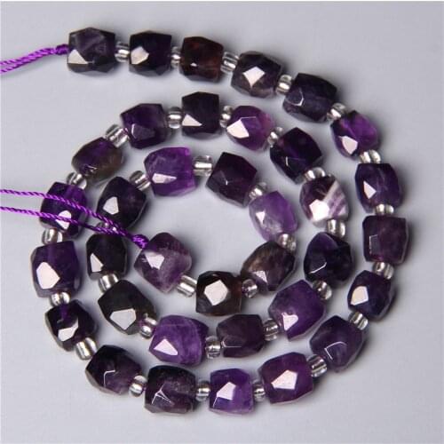Natural Faceted Dark Purple Amethysts Crystal Stone Beads Gem Loose Mineral Spacer Bead Charm For Jewelry Making DIY Bracelets